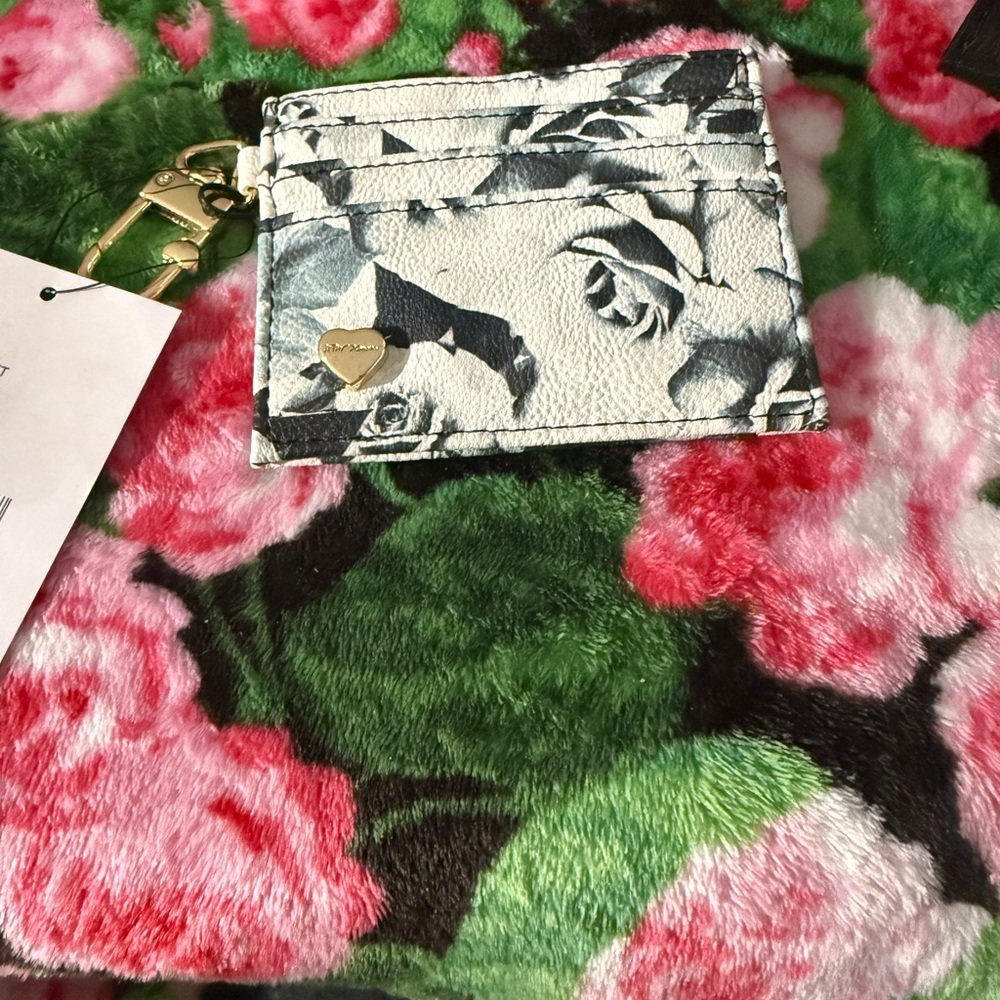 Betsey Johnson Black and White Floral Card Holder
